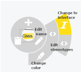 Context menu items for editing a class